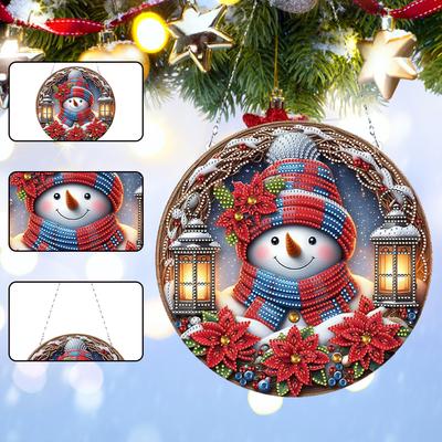 Christmas Diamond Art Hanging Pendant Acrylic 5D DIY Diamond Painting Dots Pendant Diamond Painting Hanging Ornaments for Adults