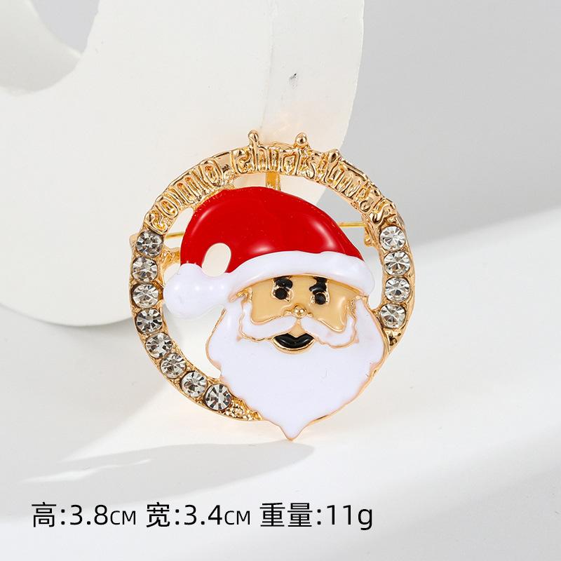 Christmas Brooch Fawn, Snowman Christmas Tree Brooch Alloy Diamond Drip Oil Christmas Brooch