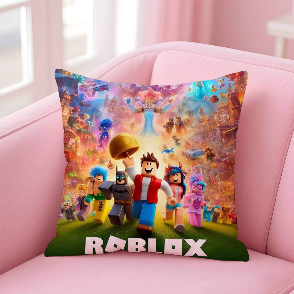 Hot Game R-Robloxs-X Cool Pillow Case Anti-Dustmite Pillowcase Invisible Zipper Silky Short Plush Sofa Cushion Cover