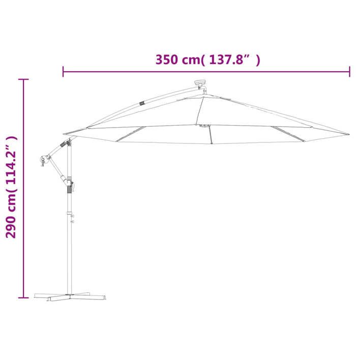 VidaXL Garden Parasol with Fairy Lights and LED Lights Metal Pole, Patio Sunshade, Sun Shelter, Parasol of 44525