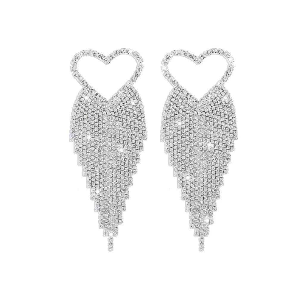 2 pieces of women's fashionable long love tassel earrings, earrings, banquet and party accessories