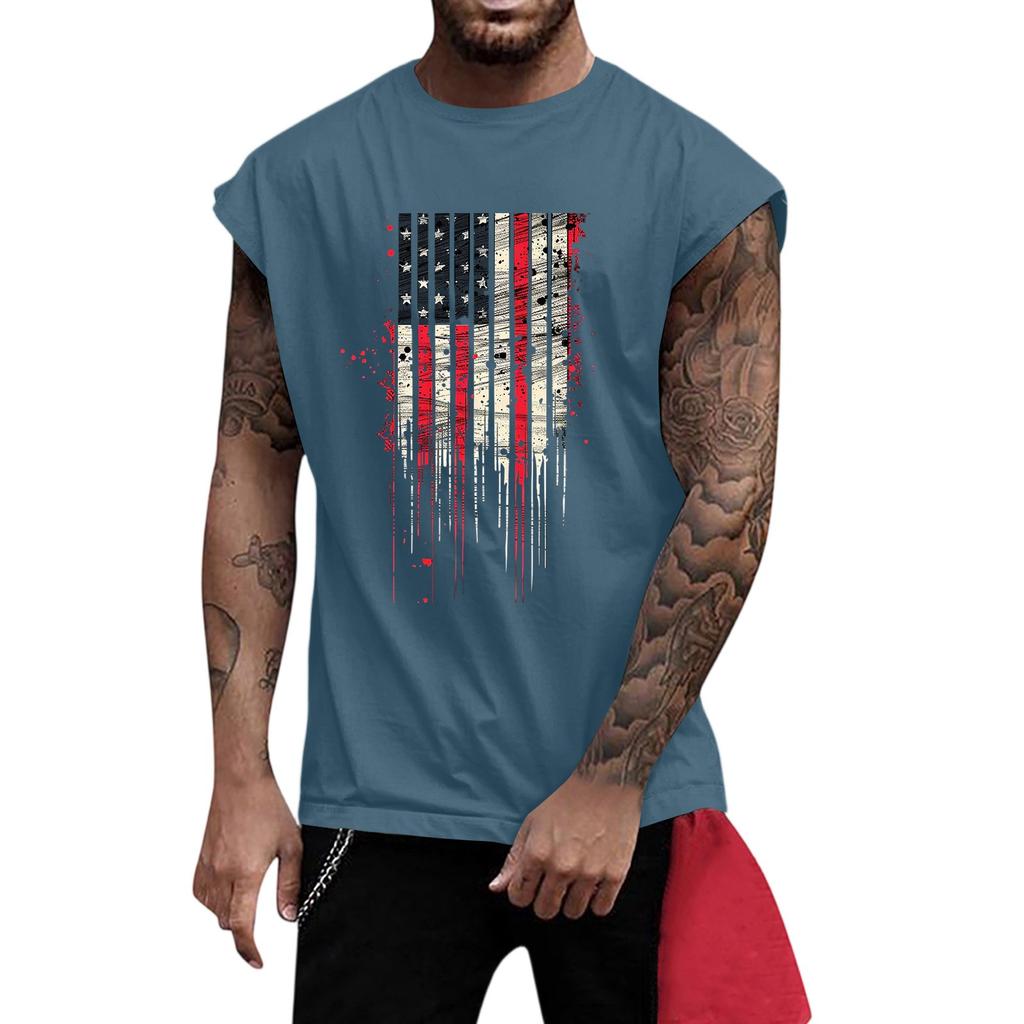 Men's Fitness Exercise Slimming Printed Waistcoat And Vest, Men's I-shaped Wide Shoulder And Back Center