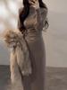 New Winter Retro Lantern Sleeve Slim Fit Half-High Collar Sweater