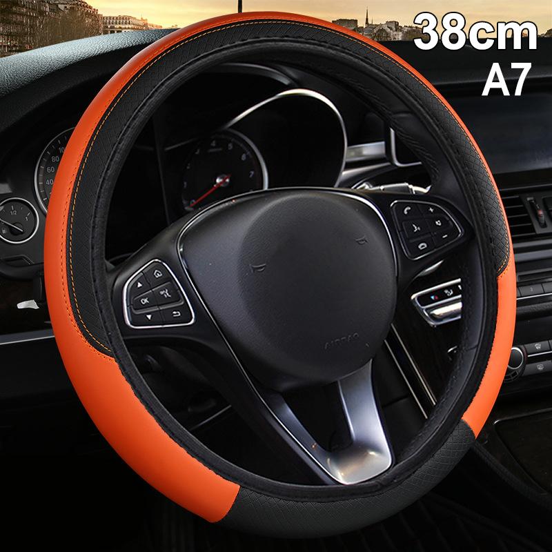 Car Steering Wheel Protective Cover Universal Breathable Elastic Band Anti Slip Pu Leather Steering Covers Suitable 38Cm U-60