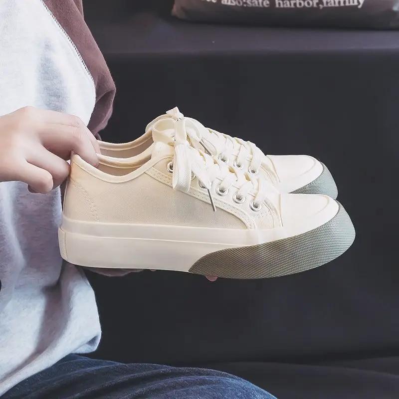 Fashion Stylish Casual Lace Up Women's Canvas Shoes On Sale Walking Fashion 2025 Korean Original New In Designer Luxury Ladies Footwear