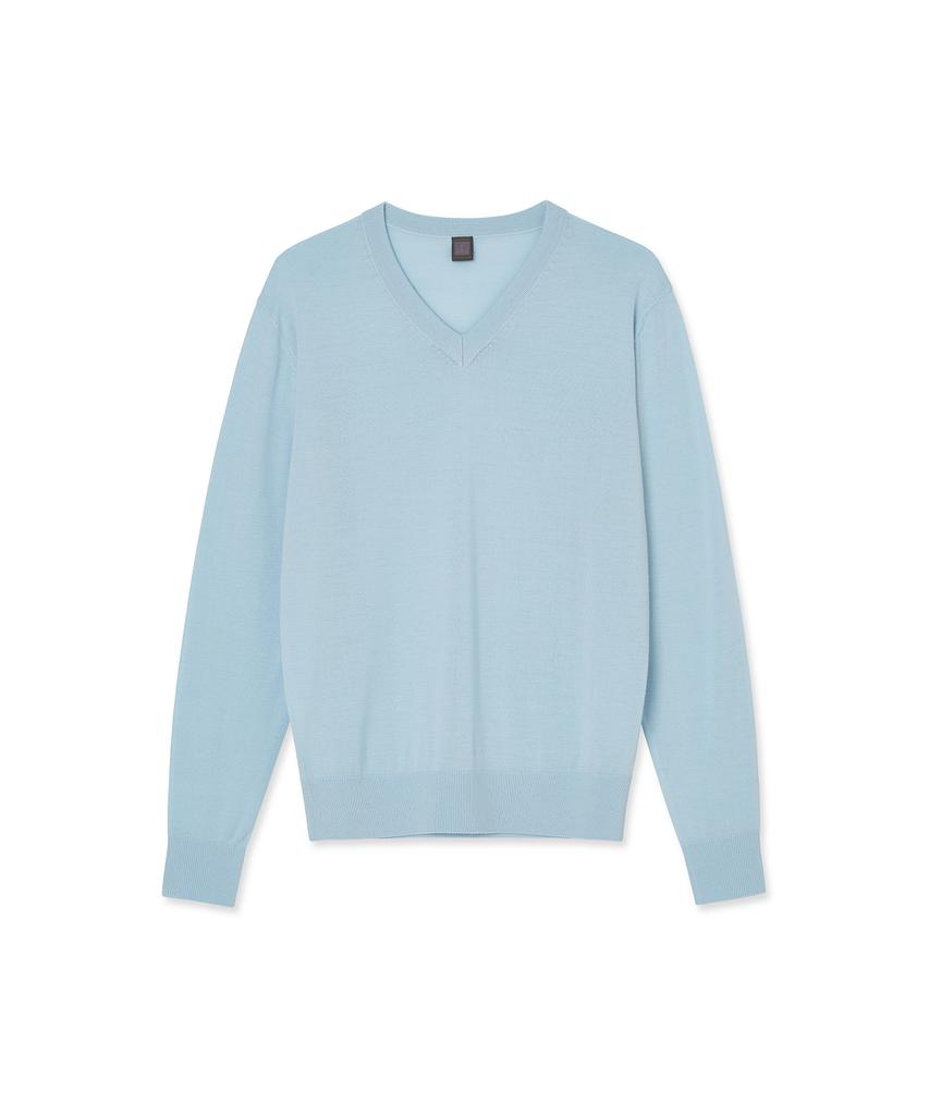 IOLO Silk Blended V-Neck Sweater_Light Blue