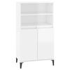 821230 vidaXL Buffet haut Blanc brillant 60x36x110 cm Bois d'ingénierie