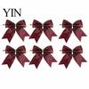 Festival Atmosphere Hanging Decor Glitter Christmas Bow, Gold Sparkling Ribbon Ornament for Decorative Bows with Binding Structure Tree Wreath