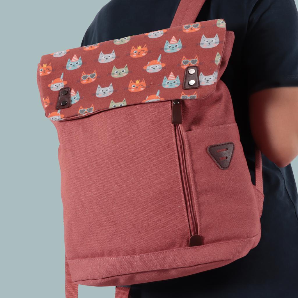 Biggdesign Cats Vintage Laptop Backpack, Pink