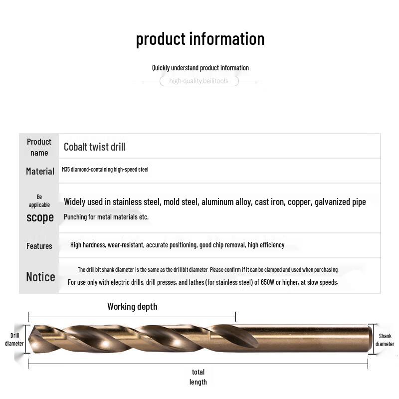 Cobalt Twist Drill Bit for Stainless Steel