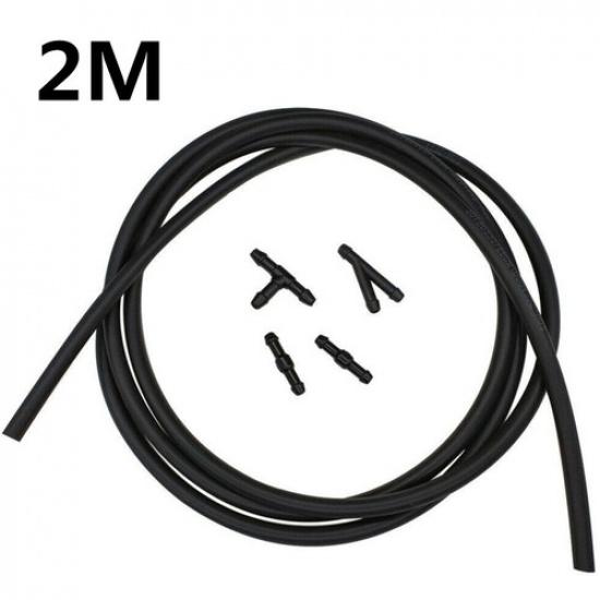 2M Black Wiper Washer Jet Tube Pipe Hose With Connector T Y For Car Pump Nozzle