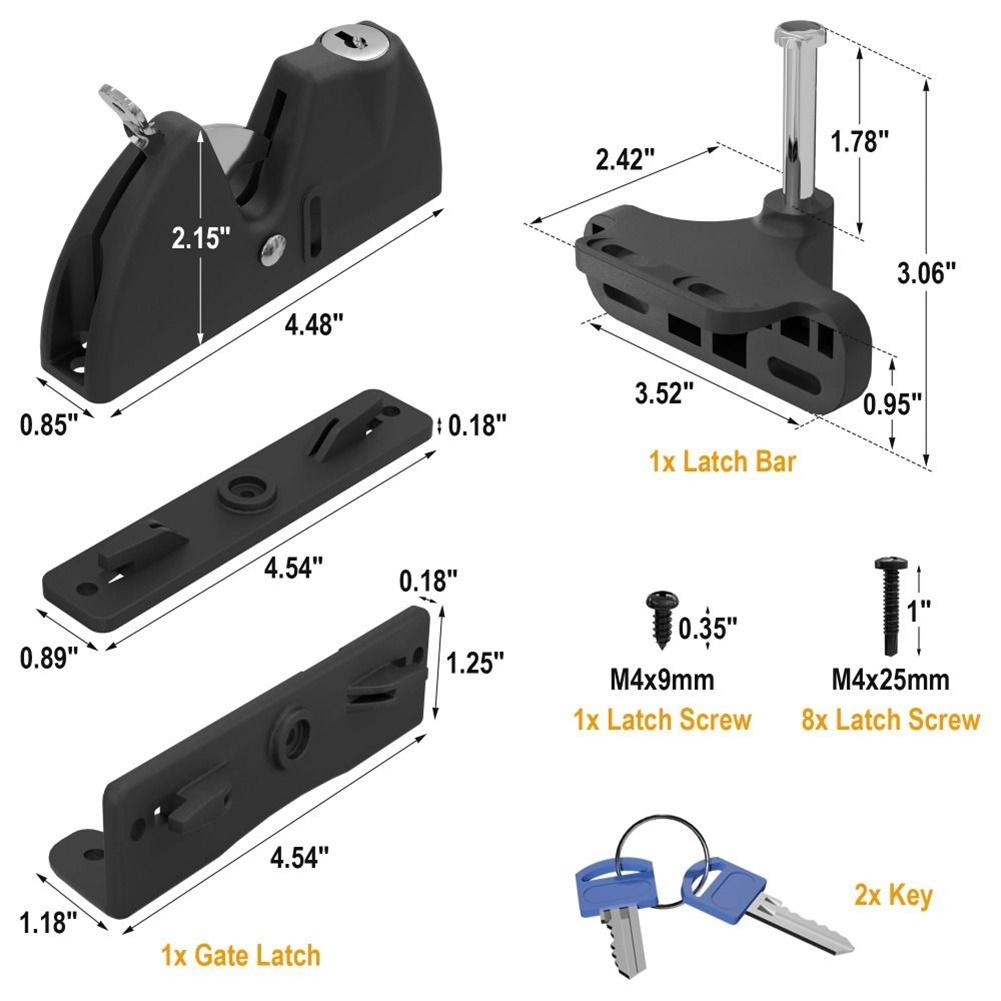 Self Locking Gate Latch Lockable Latch Key Fence Lock Outdoor Gate Hardware Versatile Adjustability Pull Cable Self-Locking Door