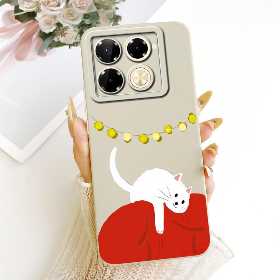 For Infinix Note 40 Pro 4G 5G / Note 40 Pro+ / Note40 X6853 Cute Cat Flower Cartoon Phone Case Soft Silicone Cover Bumpers