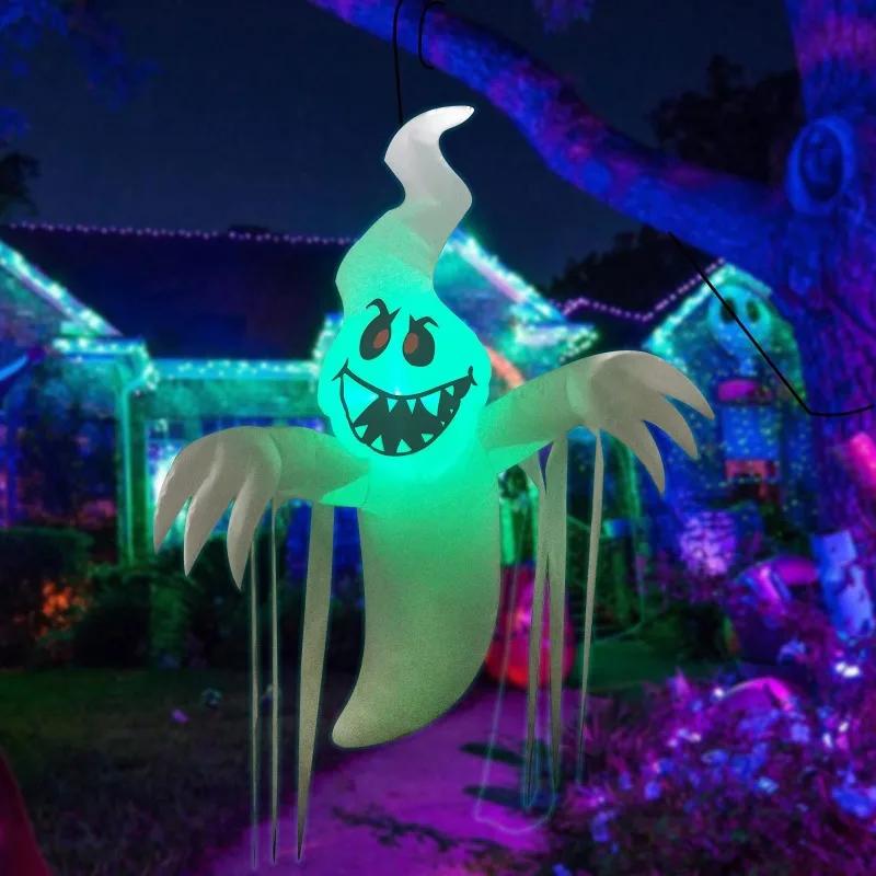 1.5M Halloween Inflatable Toys Ghost Outdoor Holiday Decor Courtyard Prop Built-in LED Lights Ornament Party Inflatable Model