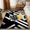 Black And White Stripes With Shield Printed Office Carpet Chair Cushion  Entryway Rug, Rugs for Living Room, Bedroom Christmas gifts