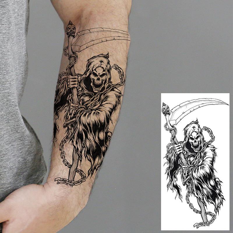 Black & White Snake Dragon Skull Waterproof Temporary Tattoo Sticker for Arm/Leg.