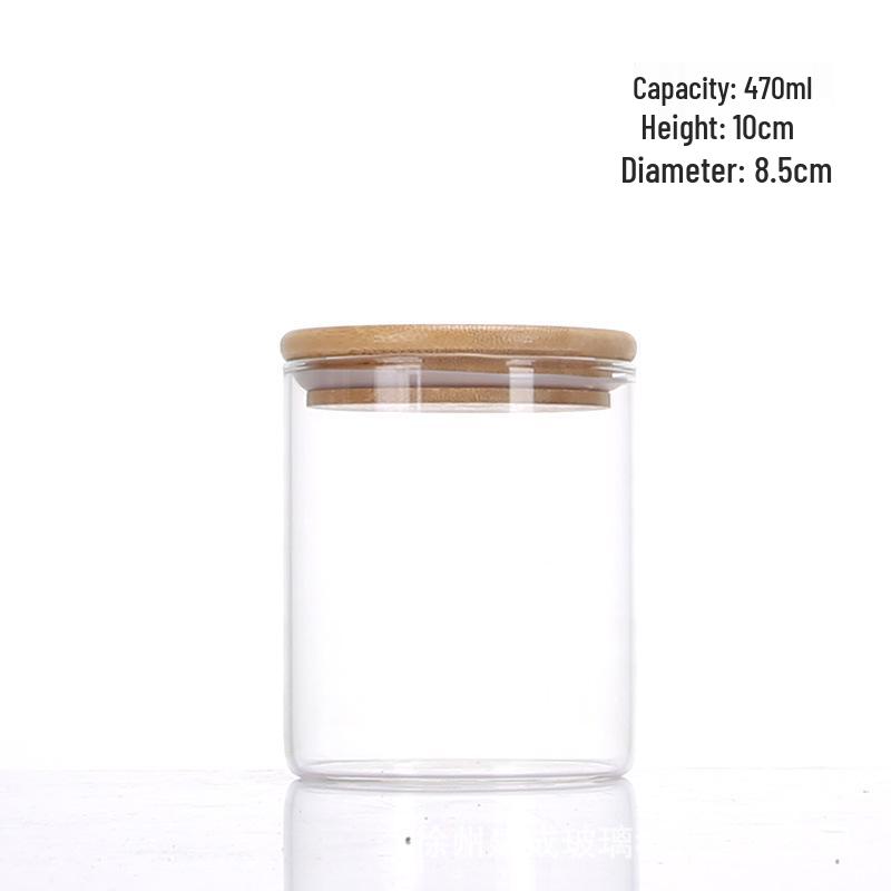 Borosilicate Glass Storage Jar with Bamboo Lid - Ideal for Grains, Seasonings, Candy, or Tea.