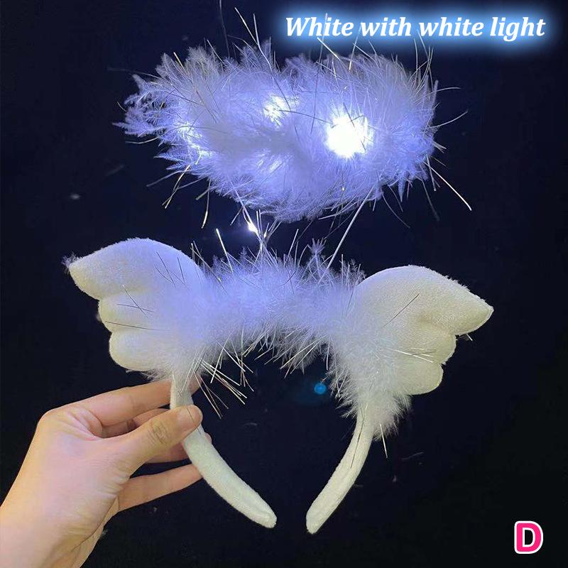 

Led Angel Halo повязка на голову венок с перьями повязка для волос вечерние аксессуары для косплея