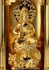 Buddhist Statue of Manjusri Bodhisattva In a Shrine by Sculptor Keishu Original Model In the Year of the Zodiac Guardian Takaoka Bronzeware (gold