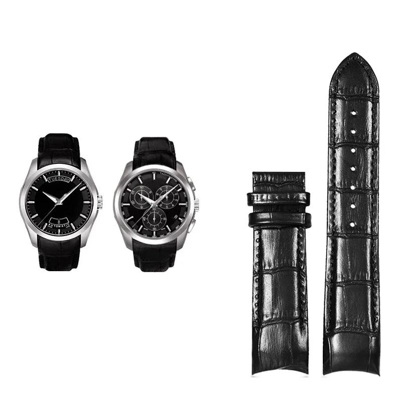 Genuine Leather Watchband For Tissot Curved End Watch Belt 1853 COUTURIER T035627A T035407A T035439 T035617 Men Strap 22 23 24mm