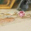 European and American New Fashion Crown Shape Pink Heart-shaped Zircon Inlaid Personalized Luxury Court Style Women's Ring