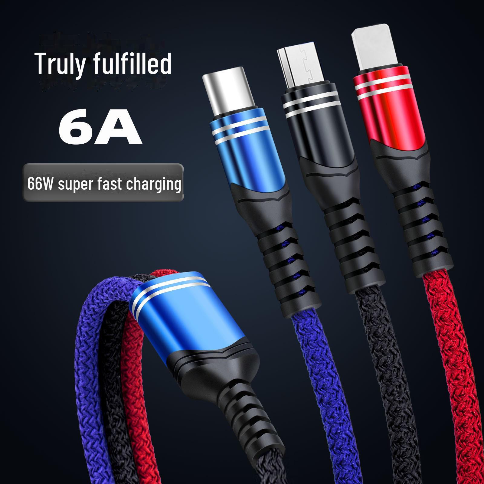 

Новый сверхбыстрый 6А плетеный кабель для передачи данных 3-в-1 для устройств Android, Type-C и Apple Box packaging