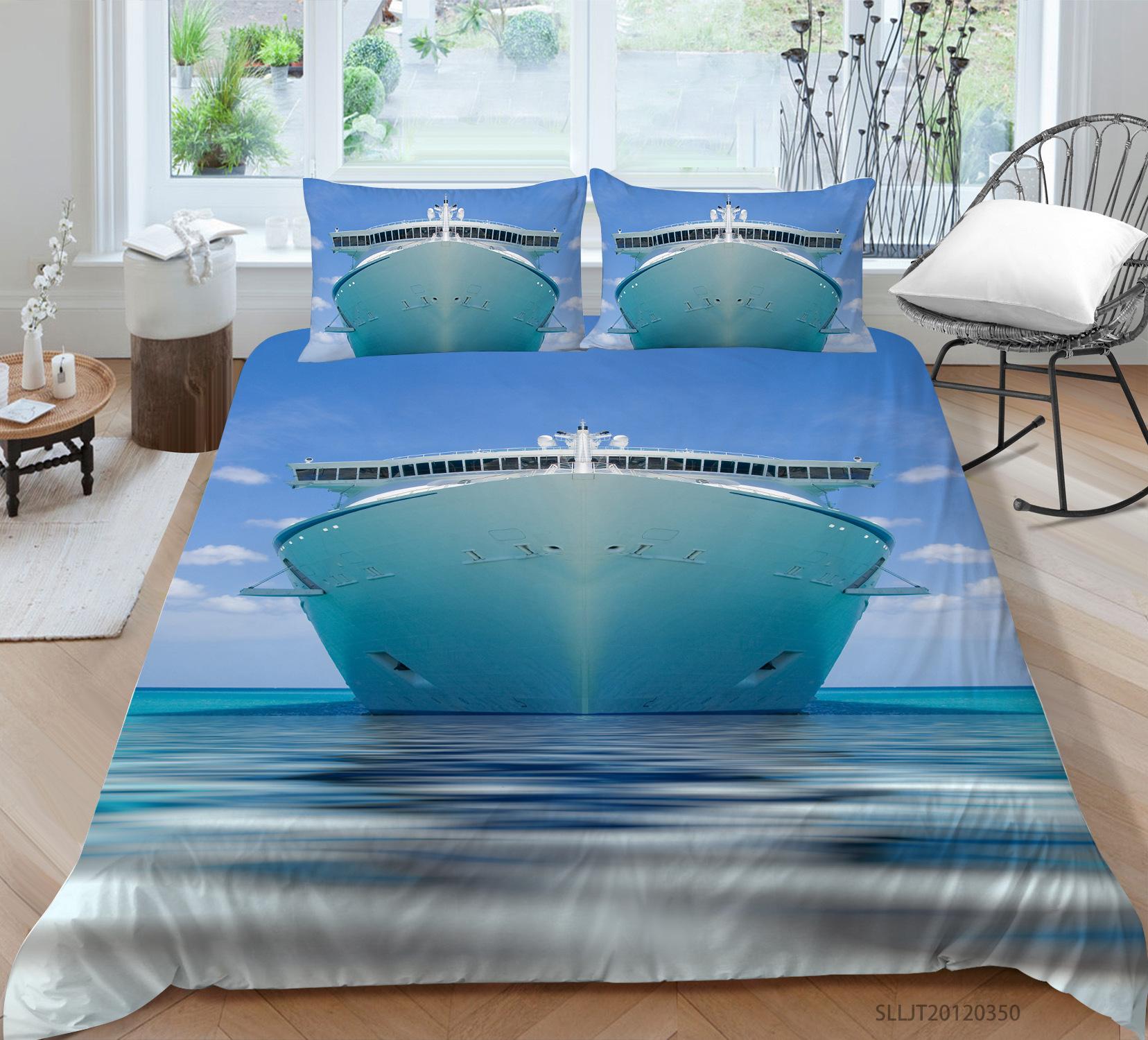 

Quilt Cover Pillowcase Two Three Piece Set Luxury Cruise Digital Printing Polyester EU single 135*200