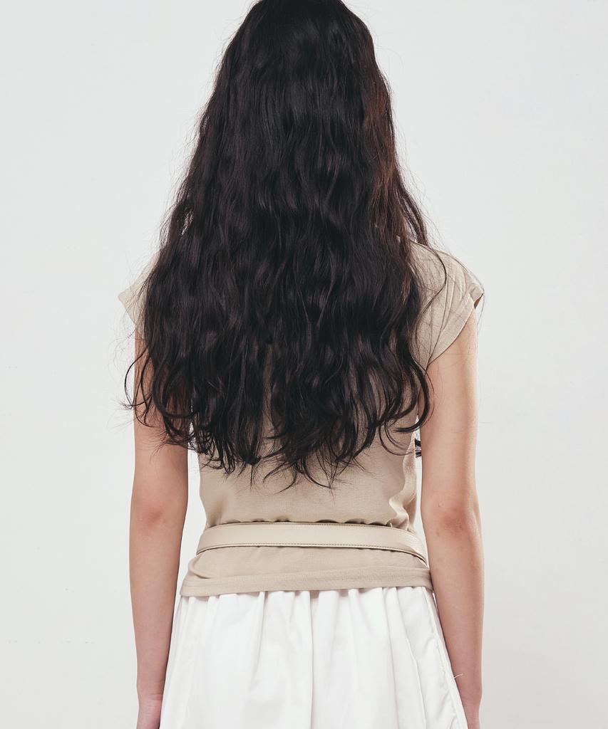 Nigaennikol Half Neck Slim Top_Khaki Beige