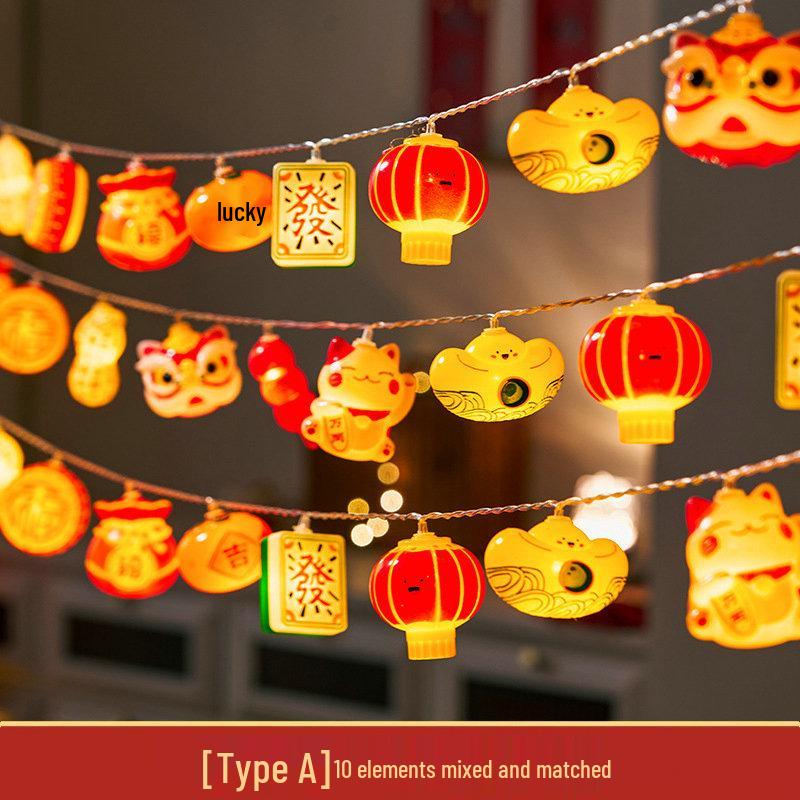 Festive Fu Lantern String Lights: New Year Spring Decoration, Flashing Fairy Ornaments