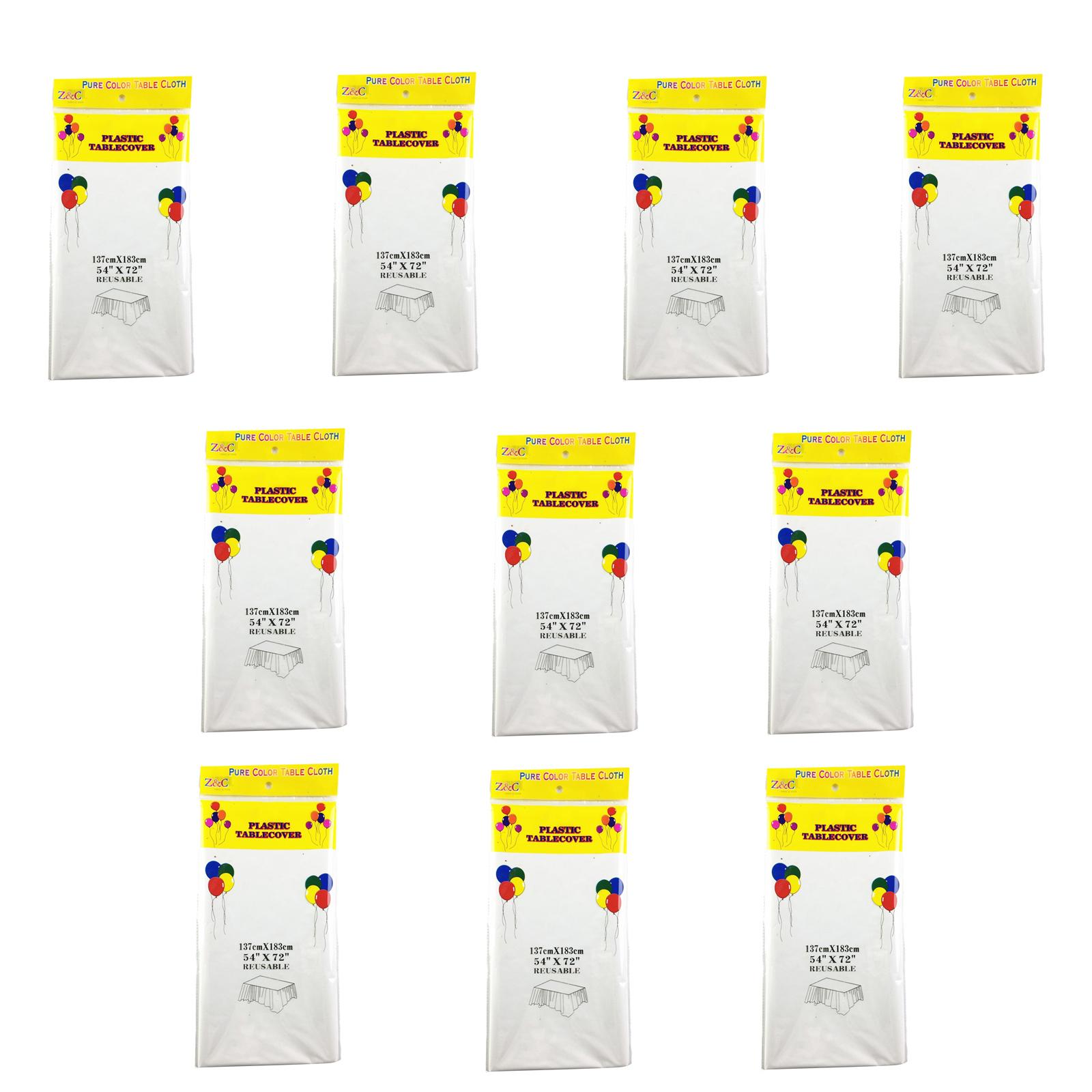 

Leakproof Plastic Table Covers 10Pcs/pack 54x72Inch Decorative Tablecloths Disposable Table Cloth for Daily Parties белый