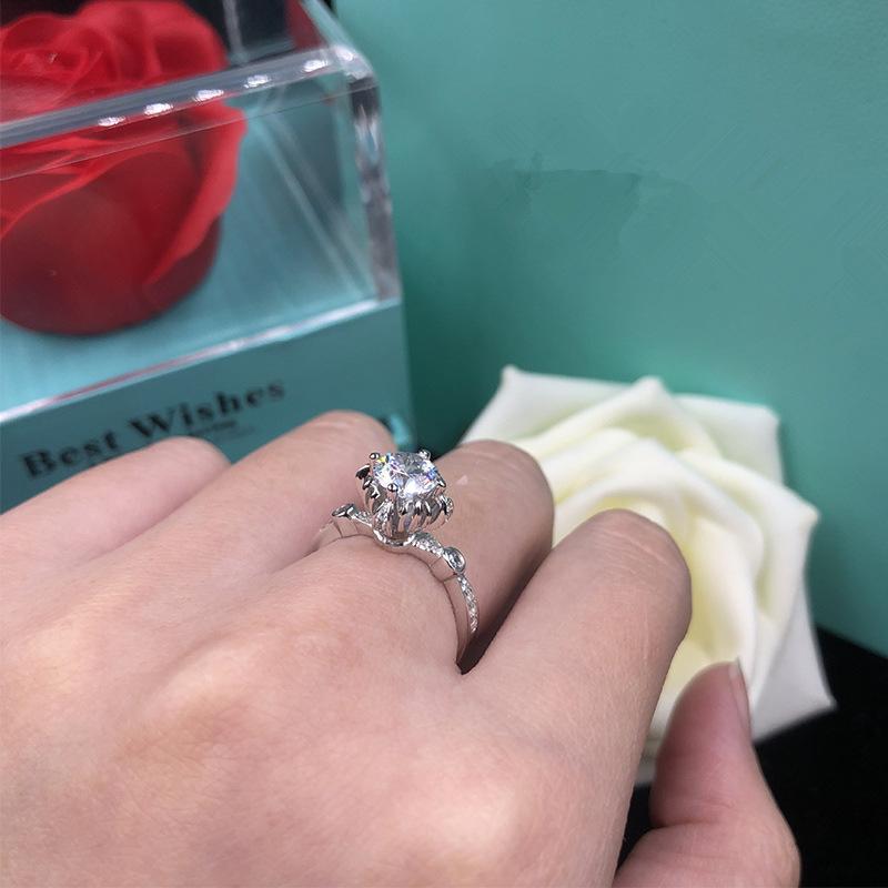 New Bride'S Wedding Design, Attending Accessories, Shiny Round Simple Inlaid Zircon Shiny Fashion Ring