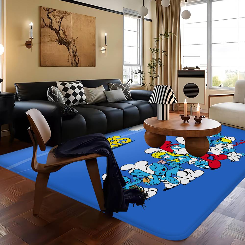 S-Smurfs Cute Door Mat Nordic Style Bedroom Living Room Doormat Home Balcony Anti-Slip Alfombra