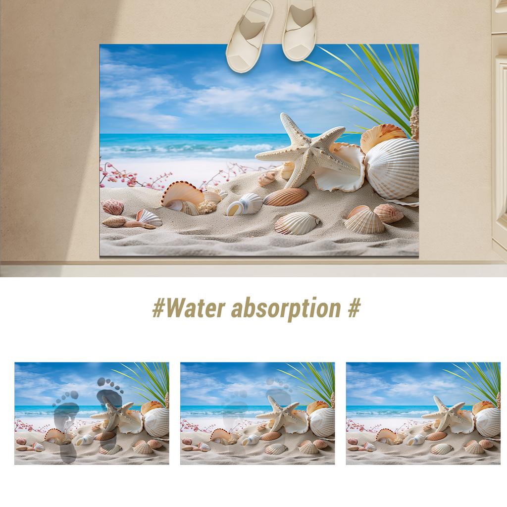 Ocean Bathroom Bath Mat Absorbent Foot Mats Non-slip Quick Dry Bathroom Carpet Shower Rugs Toilet Pad Doormat Washable