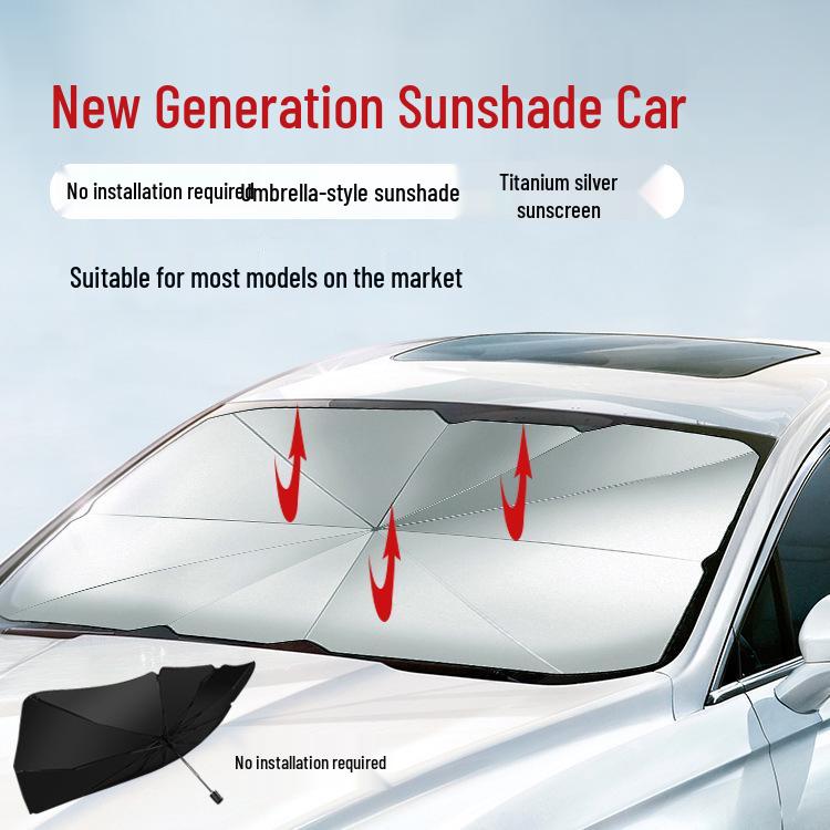 Retractable Car Windshield Sunshade Umbrella – Heat Insulation & Sun Protection