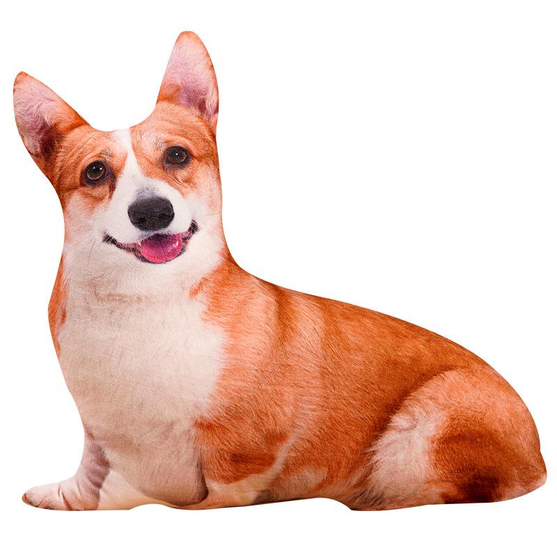 3D Cute Curved Dog Pillow 50cm Pillow Realistic Animal Funny Dog Head Role Playing Home Decoration Sofa Ornament