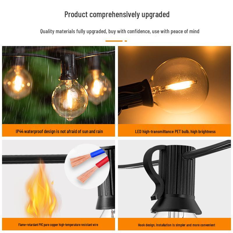 Waterproof G40 String Lights: Energy-Saving LED Outdoor Garden & Christmas Décor for Camping