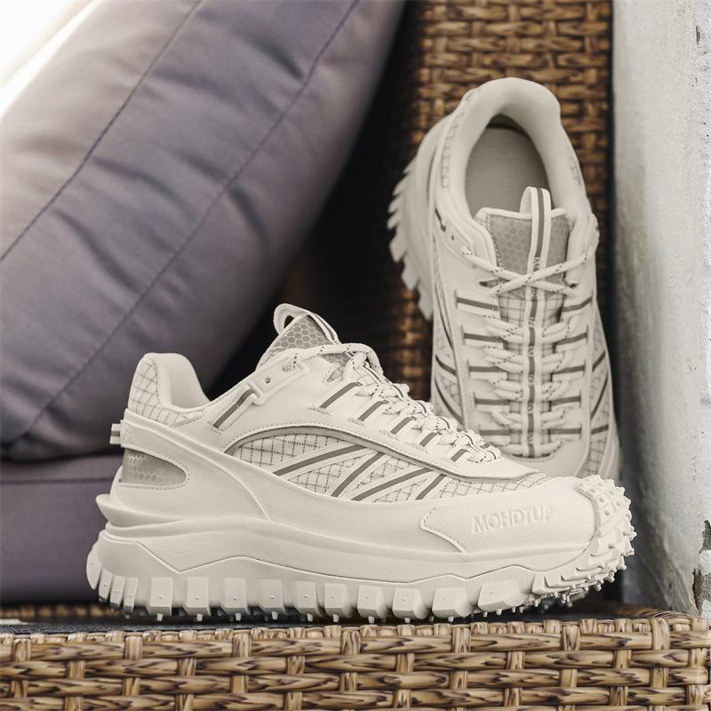 

2025 autumn new Internet celebrity fried street dad shoes men s platform versatile mesh breathable retro sports and leisure shoes 44 білий