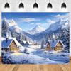 2D Snowy Cabin Forest Tapestry for Bedroom Living Room Winter Aesthetic Wall Decor