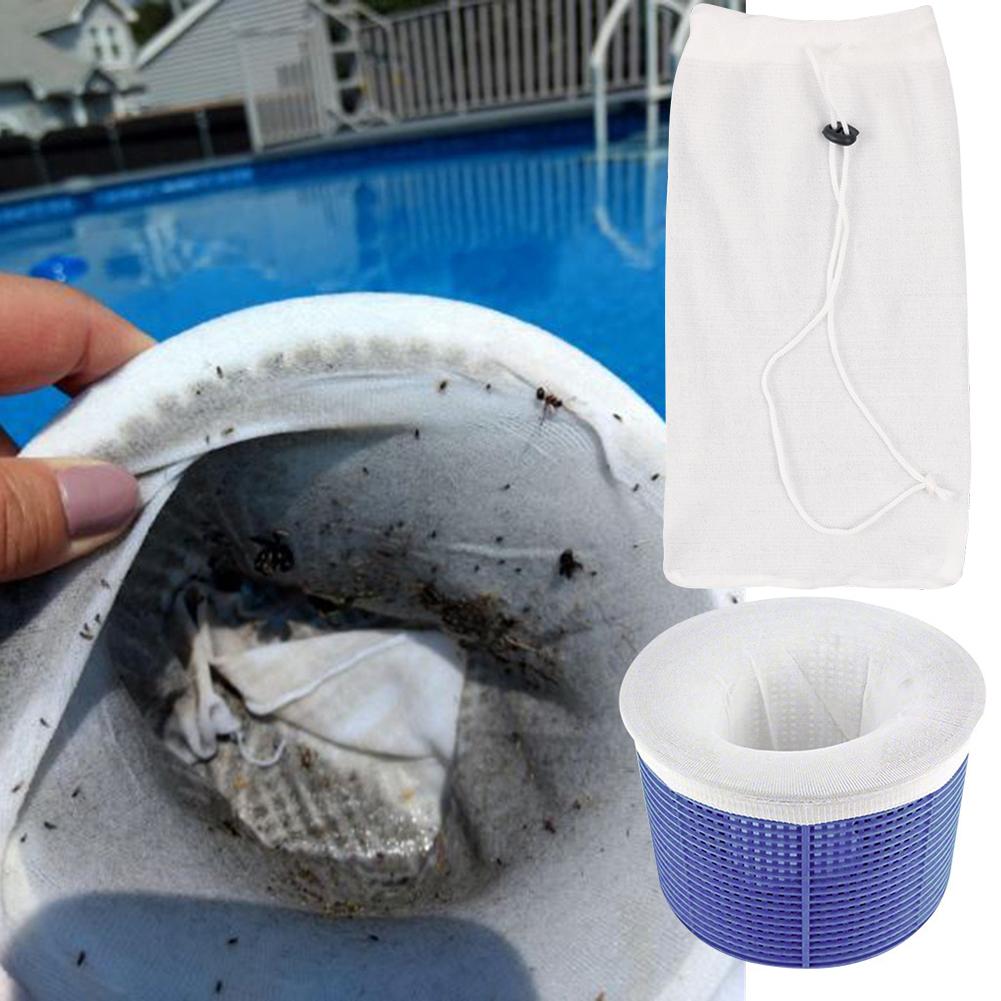 4-50Pcs Pool Skimmer Socks with Drawstring Swimming Pool Filter Socks for Skimmer Basket Nylon Mesh Debris Leaves Storage Socks