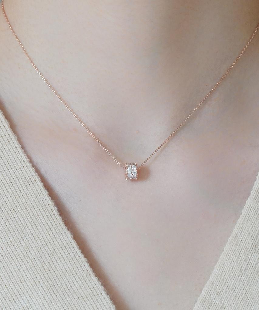 Alleun Silver 925 Cubic Round Pendant Chain Silver Necklace