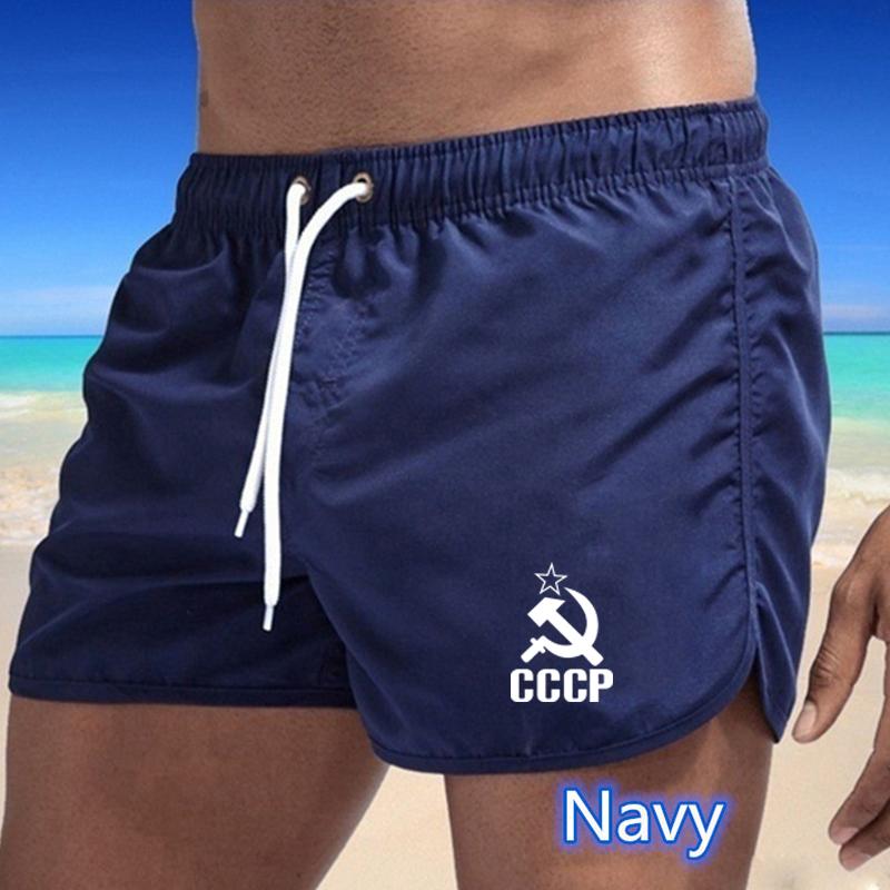 2025 Sommer Herren Schnelltrocknende Badehose Sporthose Bademode Badeshorts Jogginghose CCCP Druck