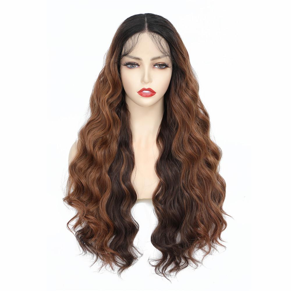 X-TRESS Synthetic Lace Front Wigs For Black Women Loose Wave Middle Part Transparent Swiss Lace Soft Natural Brown Wavy Hair Wig