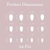 Glue On Nails Short Almond, Chrome Press On Nails, 24 Pieces Artificial Nail Set with 12 Sizes, Quick Application for Parties and Daily Fashion