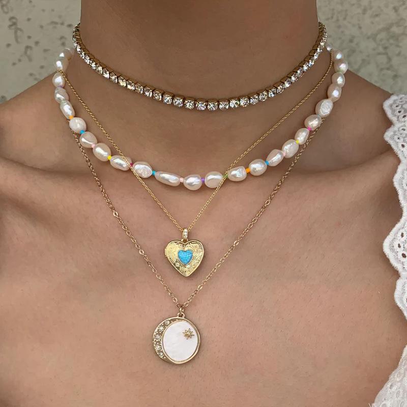 Valentine'S Day Niche Design Love Box Pendant Necklace Open And Close Peach Heart Pendant Collarbone Chain Copper Plated Real Gold