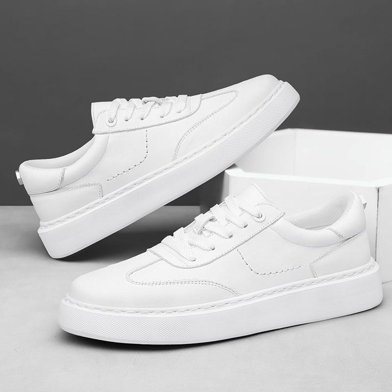 Men's Spring Collection: White Trendy Non-Slip Thick Sole Casual Sports Board Shoes