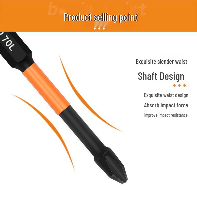 Impact-Resistant Magnetic Phillips Screwdriver Bit with High Hardness and Strong Torque for Electric Drills and Air Screwdrivers.