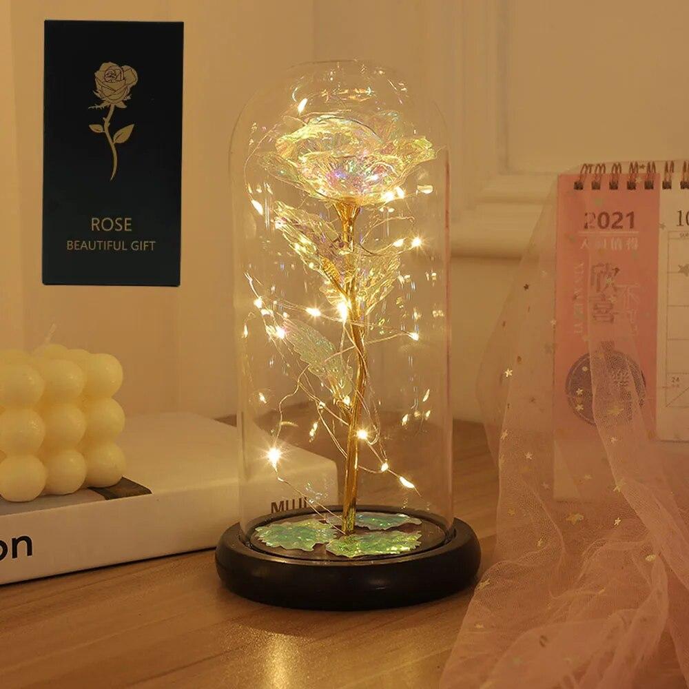 1pc Hot LED Enchanted Galaxy Rose Eternal Beauty Rose With Fairy Lights In Dome for Valentine's Day Wedding Party Mother's Day