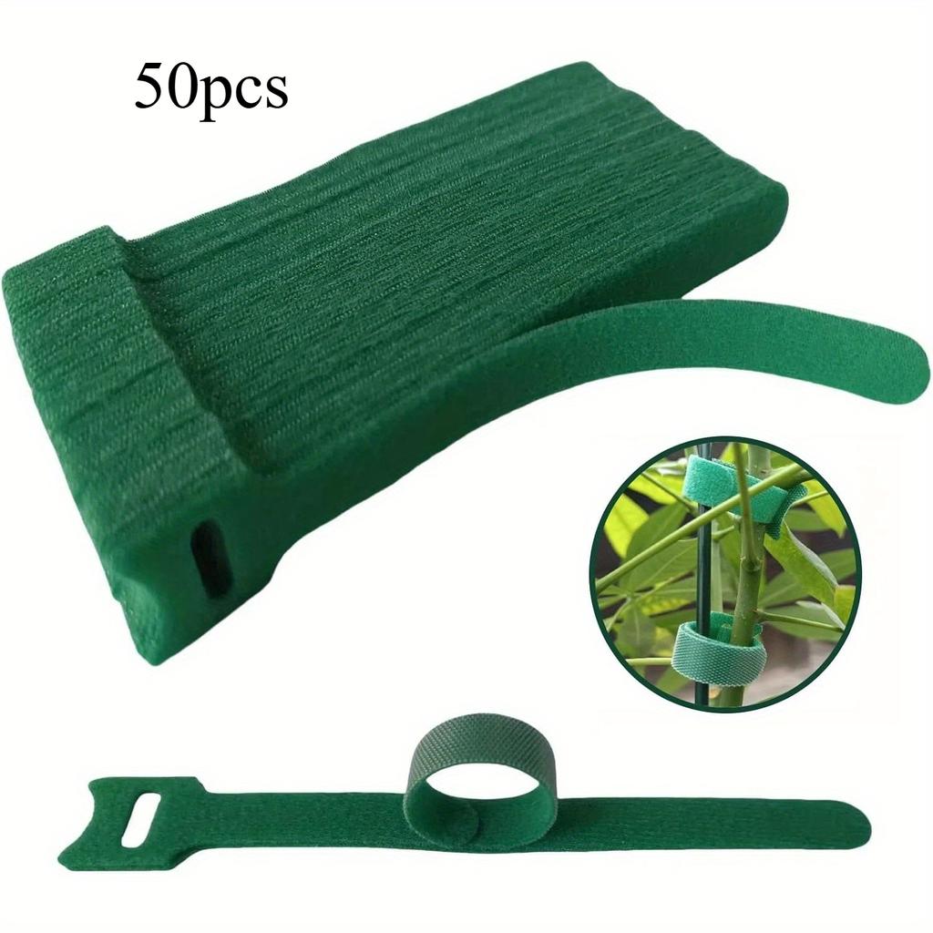 100 Reusable 6-inch non-slip nylon plant ties with Velcro clasp, green, for climbing plants, garden maintenance tool