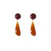French Design Retro Amber Teardrop Clip-on Earrings for Women - Simple, Sophisticated Hong Kong Style