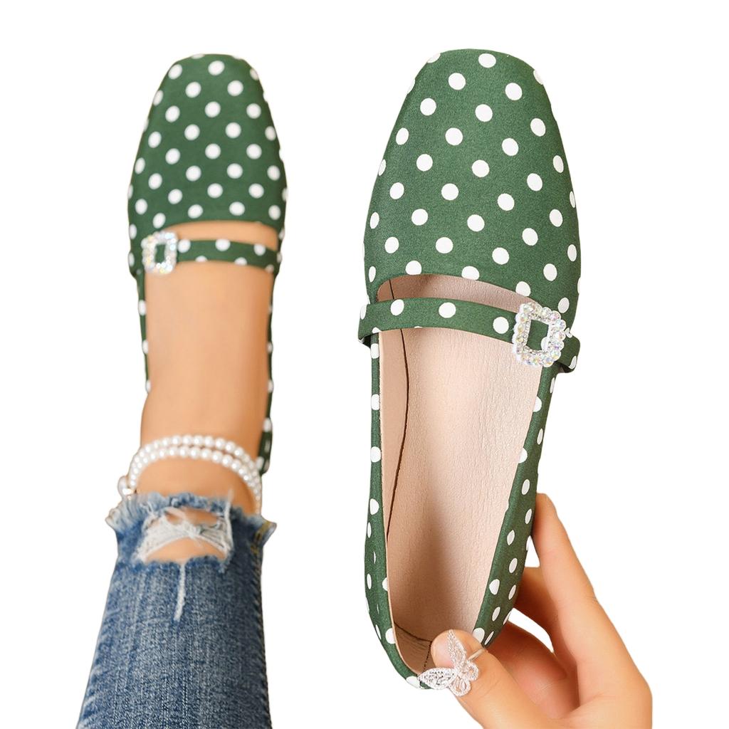 Women's Satin Vintage Mary Jane Shoes with Square Buckle Strap Flat Comfortable Slip-On Casual Footwear